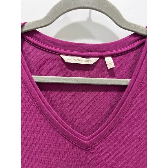 Soft Surroundings Jersey Long Sleeve Purple V-Neck Midi Dress Sz S - Picture 3 of 6